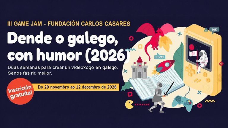 La Fundación Carlos Casares convoca la III Game Jam «Dende o galego, con humor» con 600 euros en premios y apoyo profesional